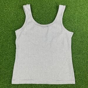 Vintage Y2K Athletic Works Gray & White Sporty Scoop Neck Baby Tank Sz L